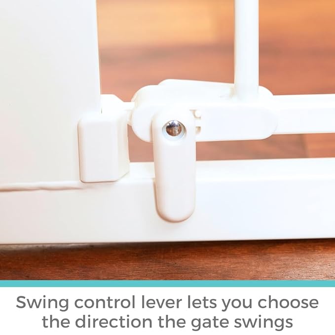 Toddleroo by North States - Extra Wide Bright Choice Baby Gate: Pressure Mounted Baby Gate for Doorways with Glow in the Dark Handle - Adjustable 29.75 to 52 Inches Wide - 30 Inches Tall - White