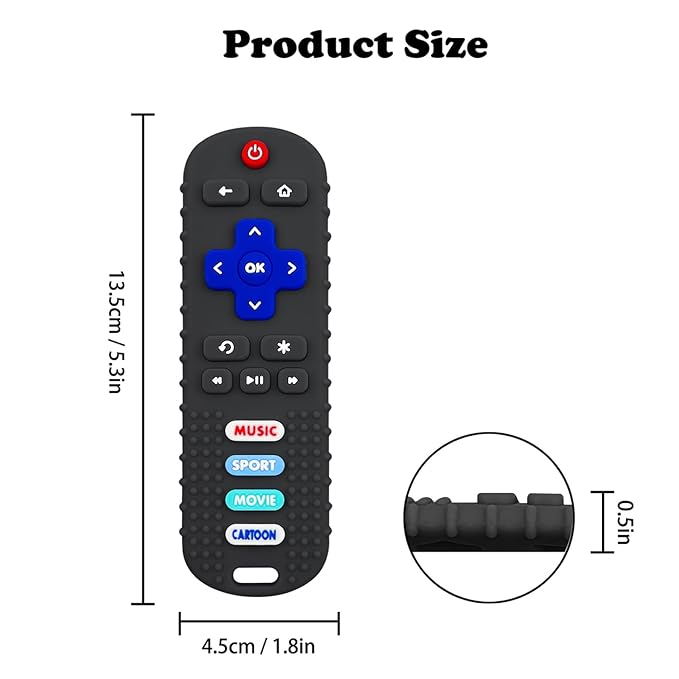 SOLIFEGOBLE 2 Pack Baby Teether Toys,Silicone Remote Teether for Babies,Baby TV Remote Toys,Infant Chew Toys for Babies Chew Toys (Black + Pink)
