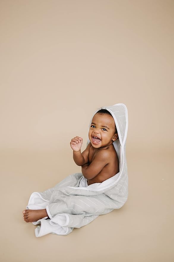 Mebie Baby Muslin Hooded Towel, Desert Sage, Cute Hooded Baby Bath Towel for Newborn, Infant & Toddler, Modern Baby Towels and Washcloths for Boy & Girl, Floral & Pattern Hooded Baby Towels