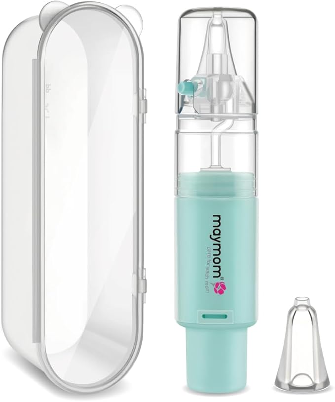 Maymom Manual Baby Nasal Aspirator – Nose Sucker for Newborns and Toddlers, 3 Adjustable Suction Levels, Soft Silicone Tip, One-Handed Use, Mucus Remover, Easy to Clean, Baby Congestion Relief