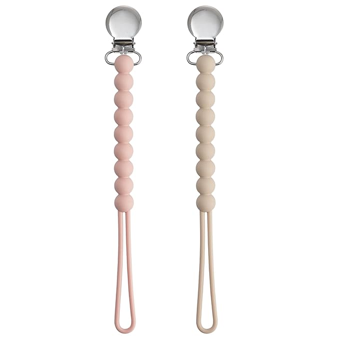 Pacifier Clip Baby Girls - MORIBOX Paci Clip Soothe Baby Binky Holder for Shower Birthday Gift 2 Pack