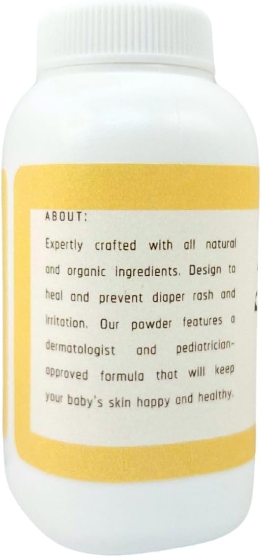 All Natural Organic Baby Powder - Expertly Crafted with Arrowroot, Tapioca and 20% Cornstarch Powder for Gentle Absorption - Aloe, Zinc-Oxide Powder, Tea Tree & Shea Oil for Soothing Irritated Skin.