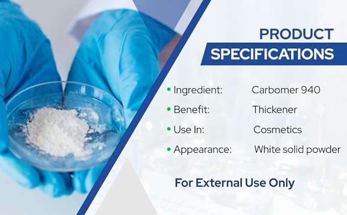 Carbomer 940 Powder (227 g / 8 oz) - Cosmetic Grade Thickening & Gelling Agent for DIY Serums Gels Creams & Lotions