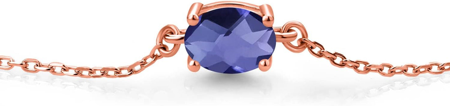Gem Stone King 7X5MM Oval Gemstone Birthstone Solitaire Bracelet For Women | 925 Sterling Silver | Adjustable Bolo Bracelet For Women | Fine Jewelry Gifts for Her Mom Wife