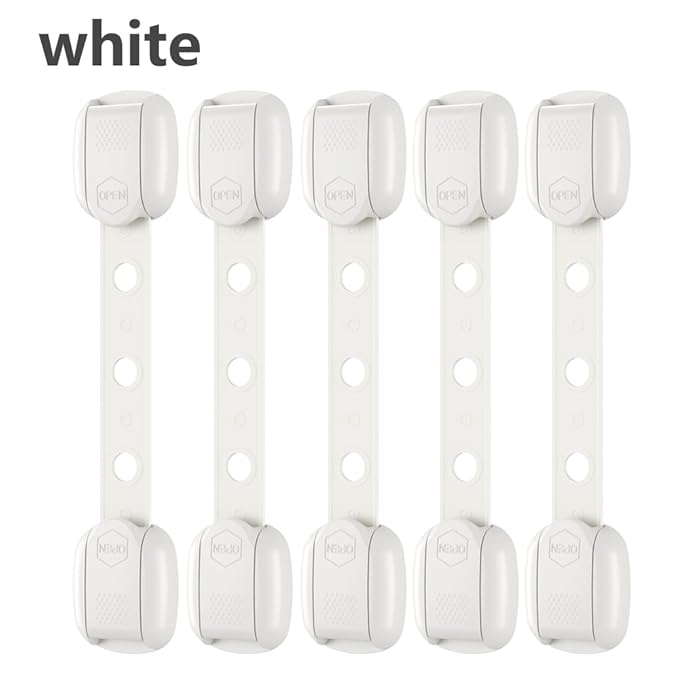 Child Safety Strap Locks (3 Pack) Baby Locks for Cabinets and Drawers, Toilet, Fridge & More. Adhesive Pads. Easy Installation, No Drilling Required, White/Gray (Gray, 3 pcs (Pack of 1))