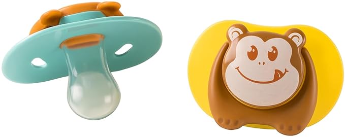 Cartoon Animal Baby Toddler & Children Natural Shaped Orthodontic Pacifier/Binky (Monkey and Bear Variety Pack)