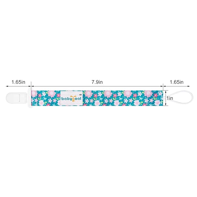 babygoal Floral Pacifier Clips, 6 Pack Binky Paci Holder Leashes Fits for Most Pacifiers and Binkies 6PB16