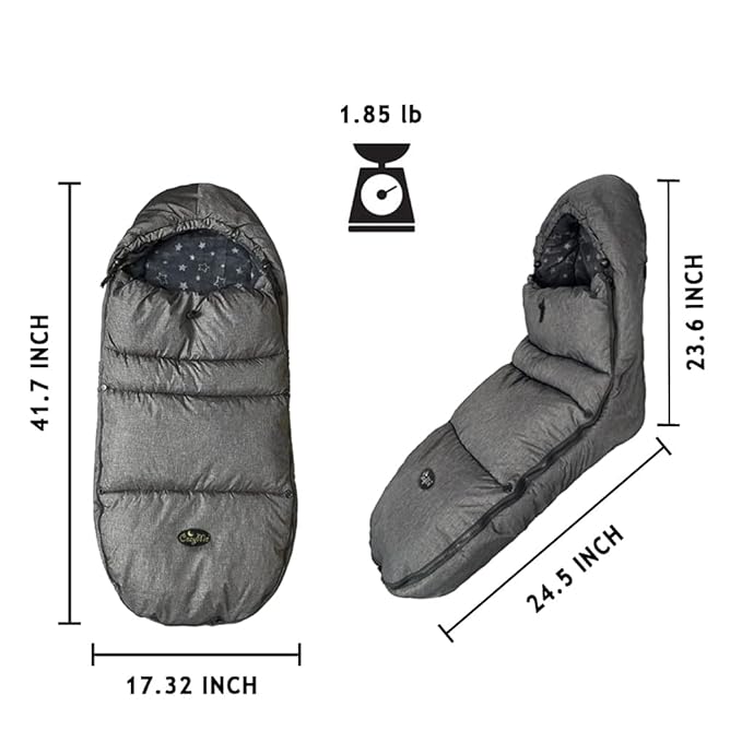 CozyMe Stroller Footmuff, Stroller Hooded Blanket for Toddler, Stroller Bunting Bag with Multi Purpose Fleece Lined Warm Winter Stroller Cover, M6-4T,Heather Grey