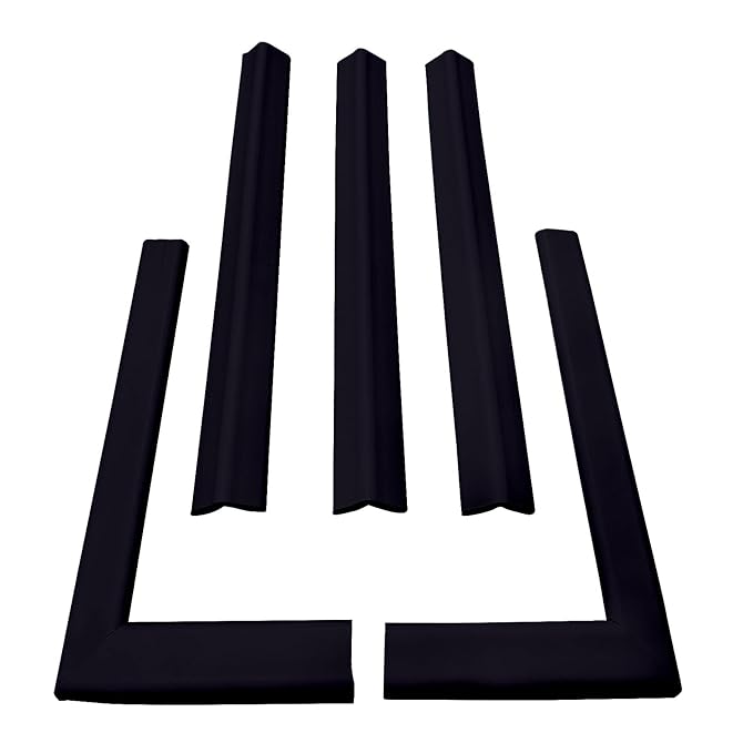 Cardinal Gates KEPK Large Hearth Pad Kit - Fireplace Baby Proofing - Adhesive Backed Fireplace Bumpers for Babies - 12.5 Feet of Padding with 3 Straight Pieces & 2 Corners - Made in The USA - Black