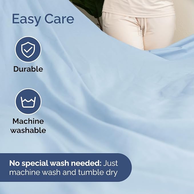 Split Head King Sheet Set – 4 Piece Flex Split Top King Sheets for Adjustable Beds - Fits 14” to 16" Mattress w/ Deep Pockets - Soft, Breathable & Cooling - Luxury Bedding & Wrinkle Free - Light Blue