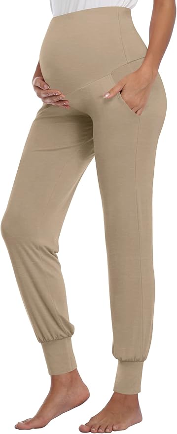 AMPOSH Women's Maternity Pants Stretchy Lounge Workout Sweatpants Casual Loose Comfy Pregnancy Joggers with Pockets