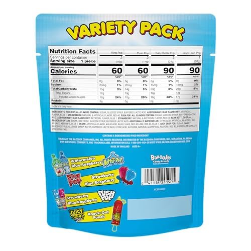 Candy Variety Pack Bag, 7 Ct Bulk Individually Wrapped Lollipops, Ring Pop, Push Pop, Baby Bottle Pop & Juicy Drop, Birthday Parties, Valentine's Gifts, Goodie Bags, Party Favors