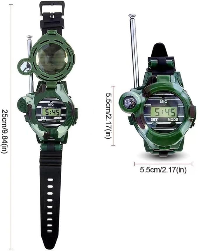 Walkie Talkie for Kids,Walkie Talkies Watch Spy Army Toys Gifts for Children,Two-Way Radio Walky Talky Watches with Flashlight Children Outdoor Game Interphone Toy Game(2 Pack)