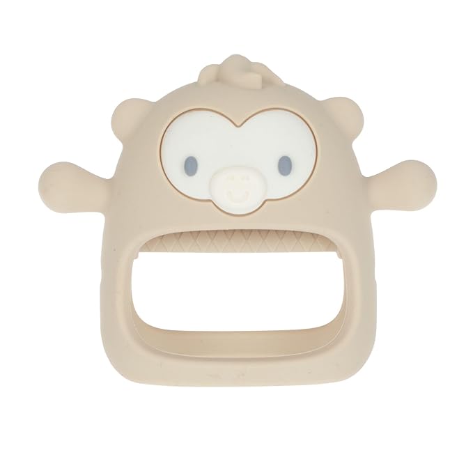 Nuby Silicone Wrist Teething Mitten - Baby Teether Ring - 3+ Months - Provides Teething Relief for Babies and Toddlers - Brown Monkey