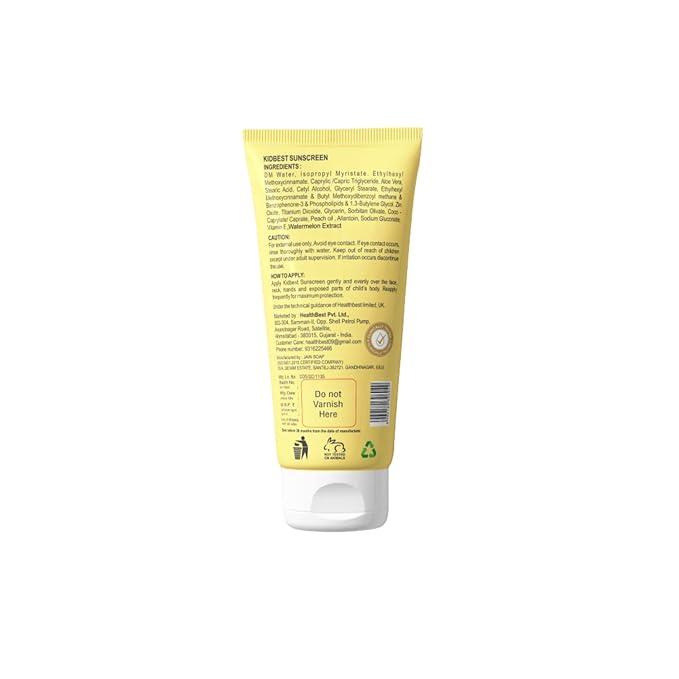 HealthBest Kids Watermelon Cooling Sunscreen SPF-30 Boosts Vitamin D Absorption PA+++ Prevents Tanning Cream for 3-13 Years Kids | Each 100ml (Pack of 1)