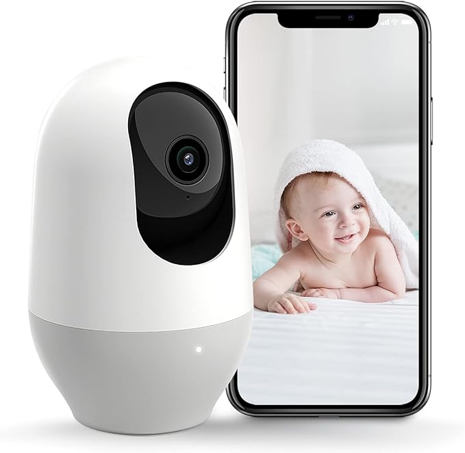 nooie Baby Monitor, WiFi Pet Camera Indoor, 360-degree Wireless IP Camera, 2K Home Security Camera, Motion Tracking, Super IR Night Vision, Works with Alexa, Two-Way Audio, Motion & Sound Detection