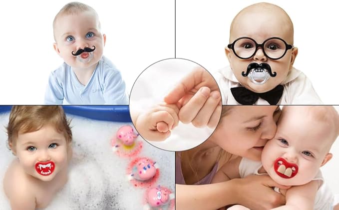 Mustache Newborn Pcifiers for 0-6 Months,Funny Pacifiers for Babies, Mustache Pacifier,Teeth Binky,Gift Pacifiers for Boys and Girls (Colors-05)