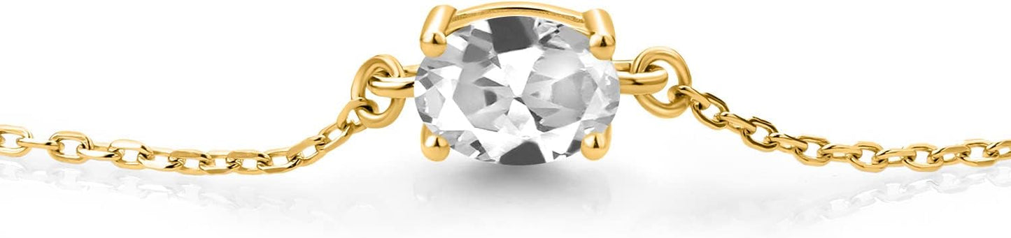 Gem Stone King 7X5MM Oval Gemstone Birthstone Solitaire Bracelet For Women | 925 Sterling Silver | Adjustable Bolo Bracelet For Women | Fine Jewelry Gifts for Her Mom Wife