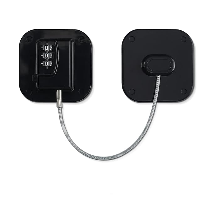 2 Packs Refrigerator Lock Combination Coded Fridge Lock Freezer Child Safety Lock Door Lock with Strong Adhesive No Keys Needed Black