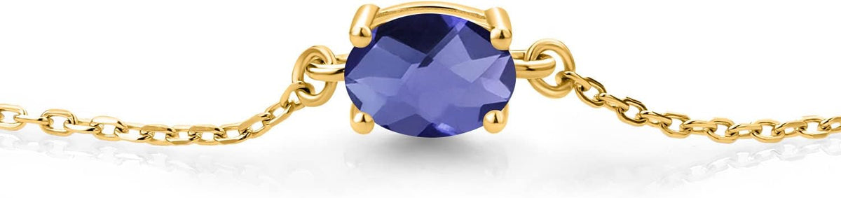 Gem Stone King 7X5MM Oval Gemstone Birthstone Solitaire Bracelet For Women | 925 Sterling Silver | Adjustable Bolo Bracelet For Women | Fine Jewelry Gifts for Her Mom Wife