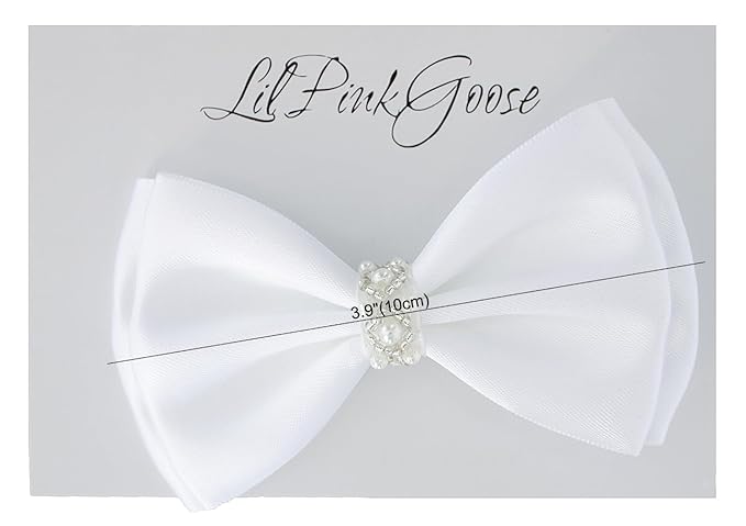 0-12 Newborn Baby Baptism Pearl Headband or Clip with Bow in WHITE Christening Headband with Satin Bow, Pearl Rhinestone Band (White Clip, 1 Count (Pack of 1))
