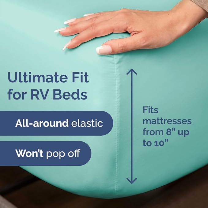 Short Queen RV Size 4 Piece Sheet Set - Comfy Breathable & Cooling Bed Sheets Set - Hotel Luxury Bedding for Women, Men, Kids, Teens, Boys & Girls - Deep Pockets & Wrinkle Free - Oeko-Tex - Spa Blue
