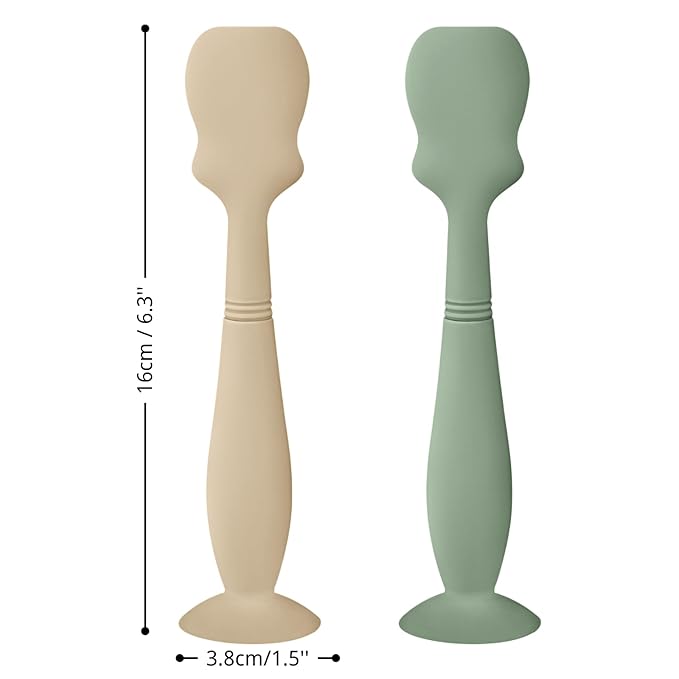 Large Size Baby Diaper Cream Spatula Applicator Soft Silicone Baby Butt Paste Spatula (2Pack, Cream/Sage)