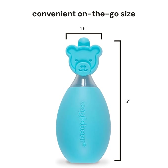 oogiebear: Baby Nasal Aspirator - Safe Booger & Earwax Remover for Newborns, Infants, Toddlers - Better Syringe, Airtight Suction, Nose Sucker - Essential Baby Stuff, Diaper Bag Must-Haves, Blue