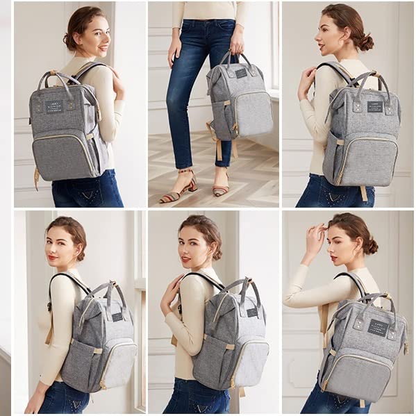 Baby Diaper Bags with Changing Station,Waterproof Diaper Bag Backpack for Moms Dads with USB Charging Port,Large Capacity Multifunctional Baby Essentials(Grey)