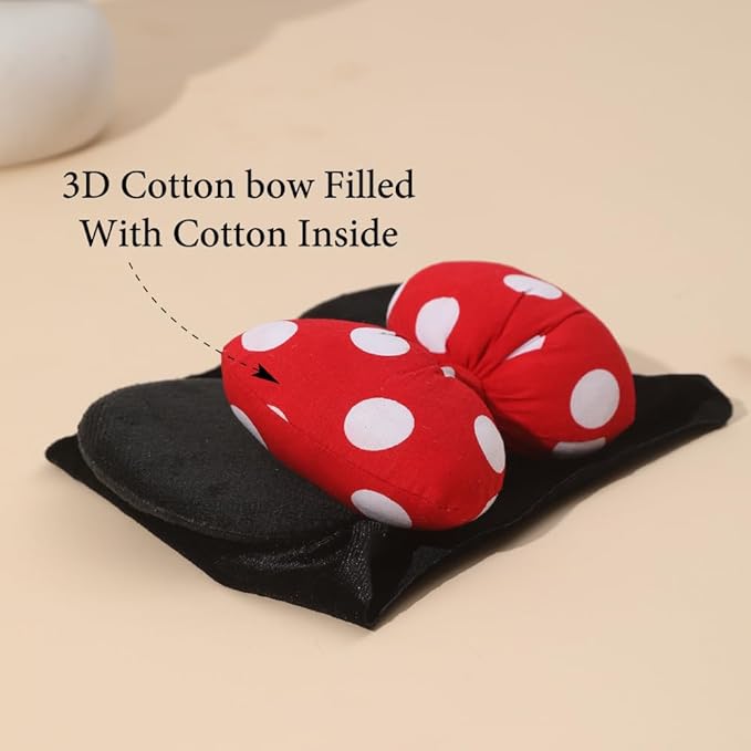 JIAHANG Baby Girl Mouse Ears Turban Headband with 3D Polka Dot Bow, Wide Hairband for Newborn Infant Toddler, Fashion Headwear Party Supplies