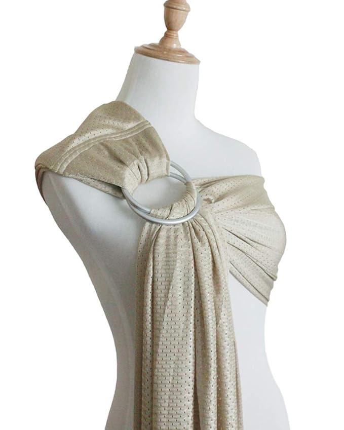 Baby Water Ring Sling Carrier | Lightweight Breathable Mesh Baby Wrap for Infant, Newborn, Kids and Toddlers | Perfect for Summer, Swimming, Pool, Beach | Great for Dad Too Champagne