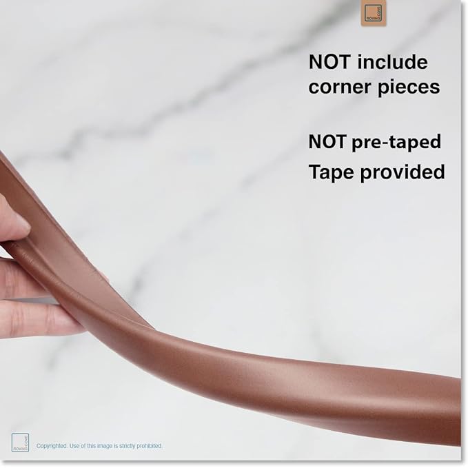 Roving Cove Slimfit Edge Protector for Baby Proofing (9ft Small Edge Only), Soft Rubber Foam Furniture Edge Bumper Guard, Desk Edge Cushion, 3M Adhesive, Coffee Brown