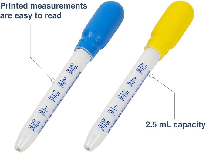 EZY DOSE Kids Oral Liquid Medicine Dropper, For Baby & Toddler, 2.5mL/0.5 TSP Capacity, Calibrated, Easy to Use with Precise Dosing, Color May Vary, BPA Free