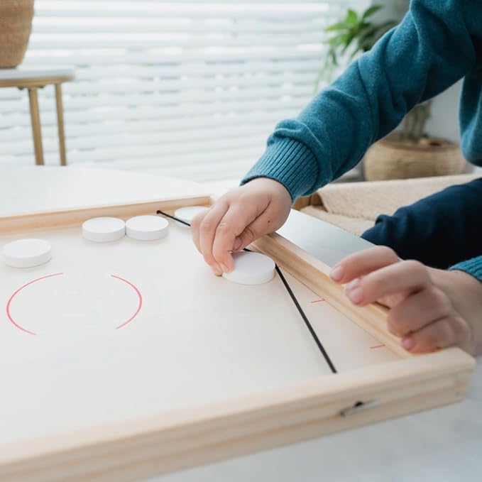 Bayview Fast Sling Puck Game – 2‑Player Wooden Tabletop Game for Kids & Adults | Fast-Paced Family Party Game, Travel-Friendly & Durable