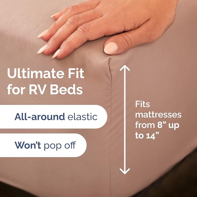 RV Short Queen Sheet Set 60 X 75 - 4 Piece RV Short Queen Bed Sheets - Soft, Breathable & Cooling - Designed for Bunks, Trailers and Campers - Fits 8” to 12" Mattress - Hotel Luxury Bedding - Mauve