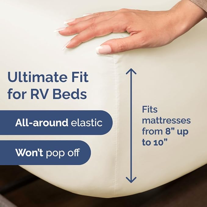 Short Queen RV Size 4 Piece Sheet Set - Comfy Breathable & Cooling Bed Sheets Set - Hotel Luxury Bedding for Women, Men, Kids, Teens, Boys & Girls - Deep Pockets & Ultra-Soft - Oeko-Tex - Off White