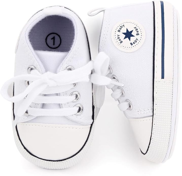 Unisex Baby Girls Boys Canvas High-top Shoes, Newborn Infant Anti-Slip Soft Sole Frist Walking Breathable Sneakers