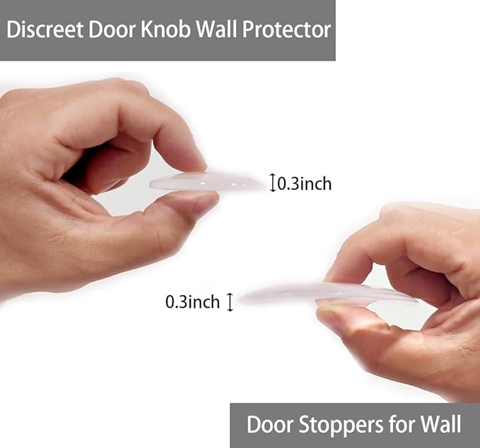 Door Stoppers for Wall Transparent (12pcs, Large Size 3.15") Quiet Wall Protector for Door Handle, Round Shield Cushion Strong Adhesive Bumpers Reusable
