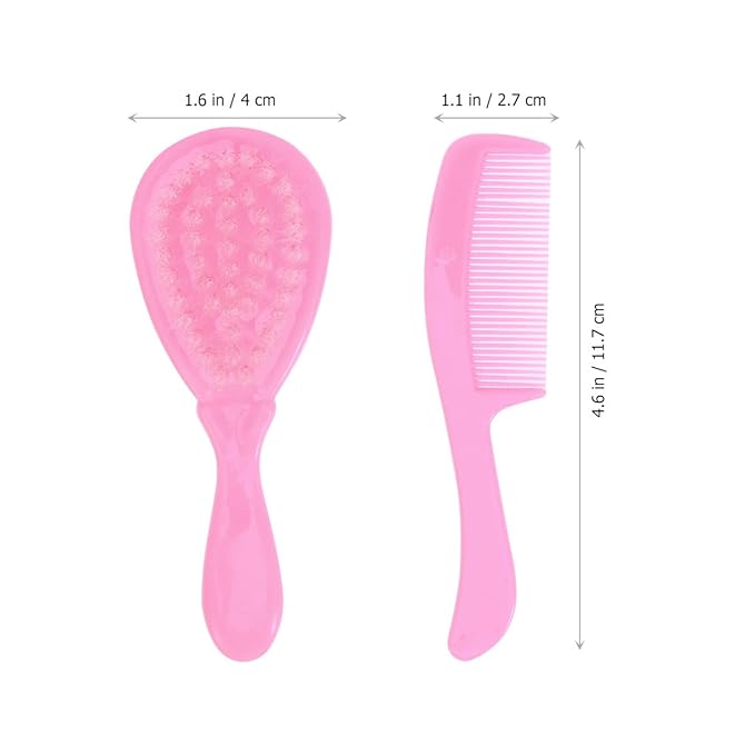 Healifty Baby Comb and Brush Set with Gentle Massage Comb for Newborn Scalp Care Safe and Comfortable Hair Washing for Infant and Toddler 4.72X1.77X0.98 Inch