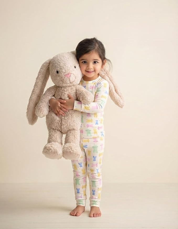 moimoln Sibling Matching 6M-8Y Soft Warm Cotton Modal Character Long Sleeve Snug-Fit Pajama Long Sleeve Sleepwear Daily