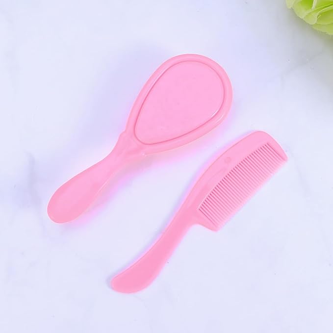 Healifty Baby Comb and Brush Set with Gentle Massage Comb for Newborn Scalp Care Safe and Comfortable Hair Washing for Infant and Toddler 4.72X1.77X0.98 Inch