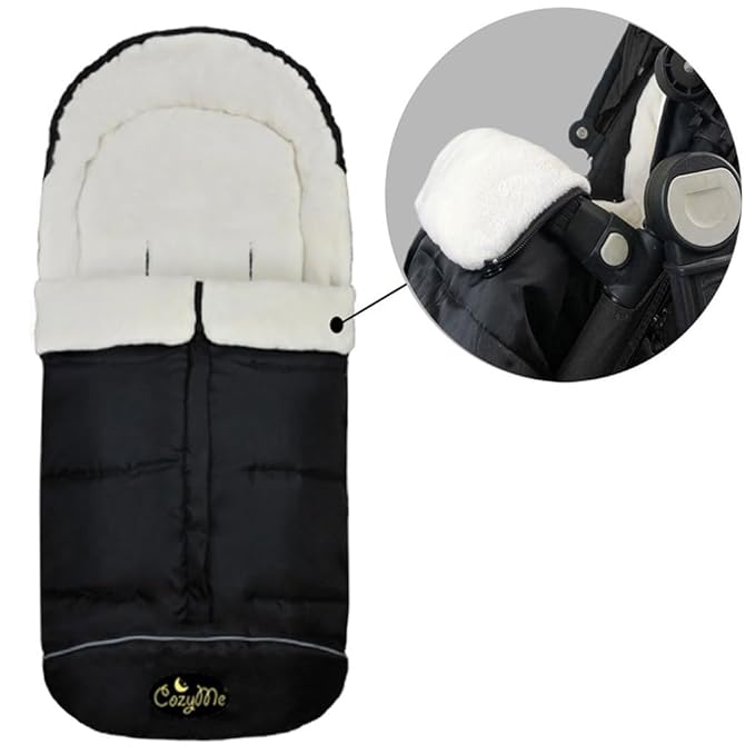 Winter Tour Universal Baby Stroller Footmuff,Waterproof Cozy Warm Pram Bunting Bag,Soft Anti-Kicking Sleeping Nest Foldable with Travel Gears,Black,6-42M Toddler Sleeping Sack