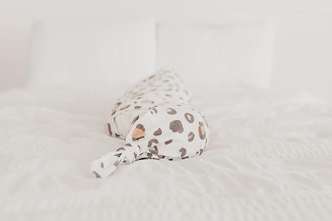 Copper Pearl Baby Beanie Hat Top Knot Stretchy Soft Millie