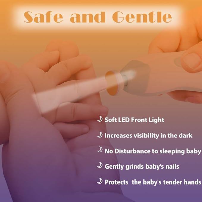 Baby Nail Trimmer Electric Nail File Baby Nail Clippers, 20 in 1 Safe Nail Filer Grinder Kit for Newborn Infant Toddler Kids or Adults Toes Fingernails Care Trim Polish, Led Light and Grinding Heads