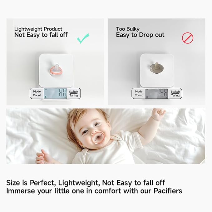 Baby Pacifiers 0-6 Months One-Piece Pacifiers 0-3 Months BPA-Free Lightweight Soft Silicone Newborn Pacifier for Breastfed Babies