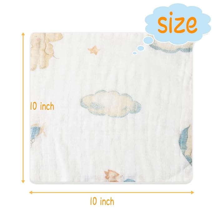 norinori Baby Msulin Washcloths Newborn Face Towel - Baby Muslin Burp Cloths 10Pack Soft Absorbent Natural Cotton Wash Towel 10"X10" Baby Bath Towels Wipes Baby Registry as Shower