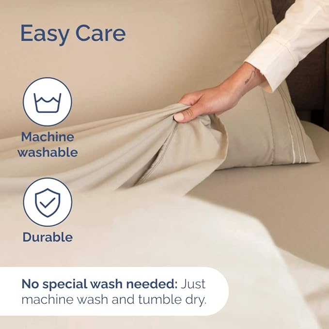 Full XL Bed Sheet Set - 4 Piece Extra Long Extended Full XL Sheets - Ultra-Soft, Breathable & Cooling - Fits 8” to 16" Mattress w/ Deep Pockets - 54" x 80" - Easy-Fit, Wrinkle & Fade Resistant - Cream