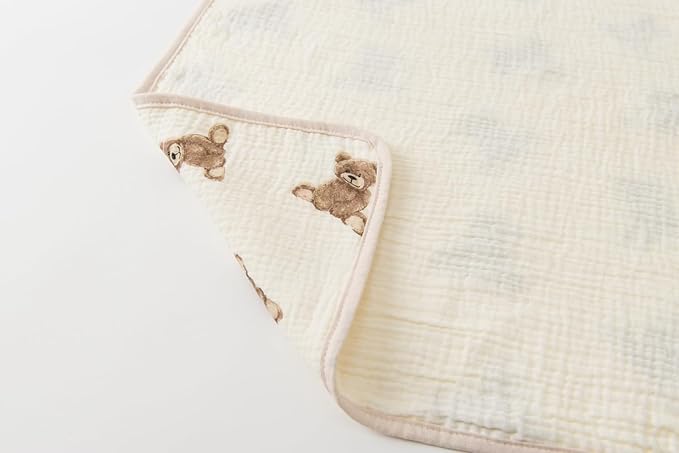 Little Jump Hooded Baby Towels for Newborn - 2 Pack 100% Cotton Muslin Baby Bath Towel, Soft and Absorbent for Boys Girls Infant, Large 32x32 Inches (Teddy Bears & Khaki)
