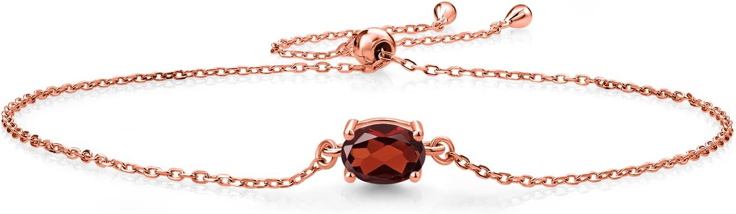 Gem Stone King 7X5MM Oval Gemstone Birthstone Solitaire Bracelet For Women | 925 Sterling Silver | Adjustable Bolo Bracelet For Women | Fine Jewelry Gifts for Her Mom Wife