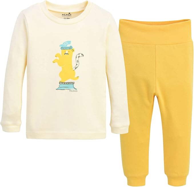 moimoln Sibling Matching 6M-8Y Soft Warm Cotton Modal Character Long Sleeve Snug-Fit Pajama Long Sleeve Sleepwear Daily